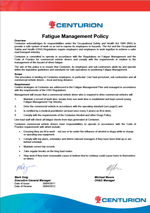 Centurion Fatigue Management Policy