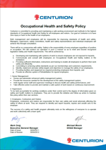 Centurion Occupational Health and Safety Policy